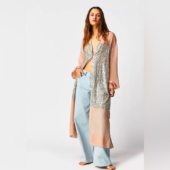 Free People Dresses & Skirts - Never Fully Dressed Sequin Mix Lil Shirt Dress